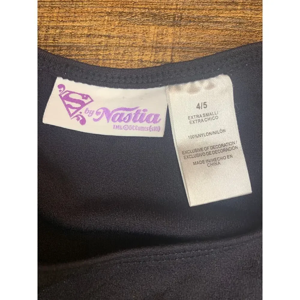 “S” By Nastia Girl’s Black Supergirl Leotard / Size: XS 4-5